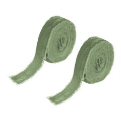 1 Inch Velvet Ribbon, 2 Roll Total 6 Yard Frayed Ribbon, Olive Green
