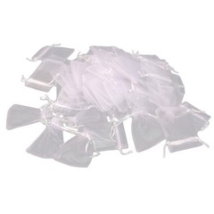 50 Pcs White Organza Drawstring Gift Bags Jewellery Pouches 9×12 cm