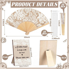 51 Pcs Wedding Favors for Guests Bulk 25 Wedding Foldable Hand Fans Vintage Lace