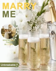 24 Pack Ribbed Champagne Flutes Plastic, 9 Oz Disposable Ripple-24 Pack