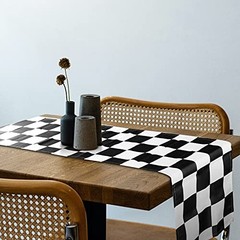 2 Pack Table Runner Black and White Tablecloths 12.6 x 72 Inch Checkered