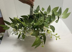 Wedding Bridal Bouquet Hand held White Silk Flowers Peonies Cascading NEW