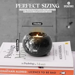 Marble Tealight Candle Holder 3-Inch Handmade Black Mini Votive Holder for