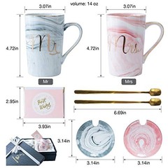 Mr and Mrs Coffee Mugs – Wedding Gifts for Bride and Groom – Gifts A Grey&Pink