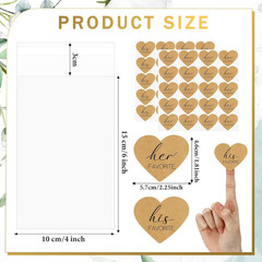 200 Set Self-Sealing Wedding Favor Stickers for Candy Bags 4×6 Inches