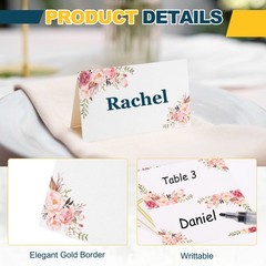 100pcs Place Cards, Printable Place Name Cards, Double Flower Pattern