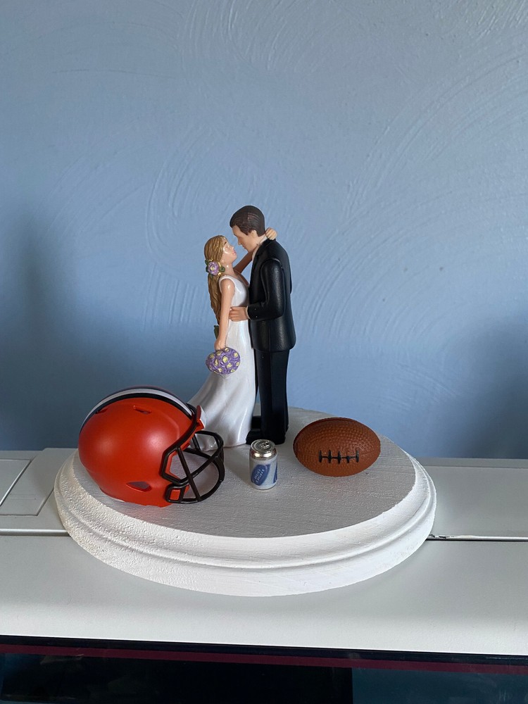 Cleveland Browns Cake Topper Bride Groom Wedding day NFL Funny Football Theme