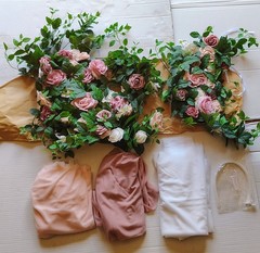 Wedding Arch Flowers with Drapes Kit (Pack of 5) – 2pcs Artificial Dusty Rose