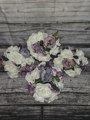 4 Wedding Table Centerpieces, Floral Reception Centerpieces, Vintage, Purple