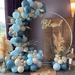 Dusty Blue Balloons Garland Kit, Fog Blue Royal Blue Pastel Blue Sand Blue Gold