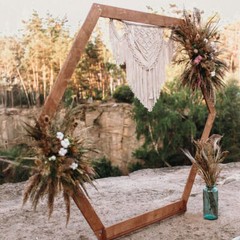 Hexagon Wedding Arch Backdrop Stand Flower Balloon Road Lead Archway Decorative