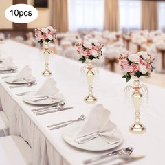 17.7in Height 10 Pcs Versatile Metal Wedding Centerpieces Vase& Pillar Candle