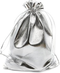 100 Pack Silver 5×7 Heavy-Duty Organza Drawstring Bags for Elegant Gifting