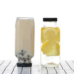 Encheng Vintage Water Bottles,Glass Drinking Bottles 16oz,Square Beverage 500…