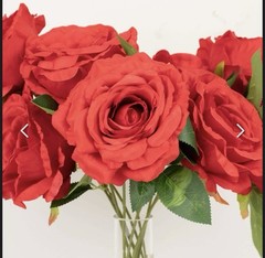 Red 2 Bushes 30″ ARTIFICIAL Faux Silk Rose FLOWERS Bouquet Wedding Decorations