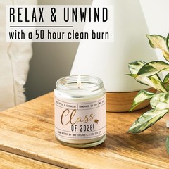 Graduation Gift for Her Class of 2026″ Soy Candle, w/Eucalypus 9 Ounce, Amber