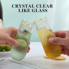 Lueumxc 48 Pack Plastic Champagne Flutes, 9 Oz Ribbed 48pack Gold Rim Ribbed