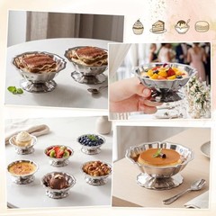 6 Pcs Stainless Steel Ice Cream Bowls Mini Silver Serving Lotus Dwarf Style