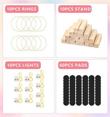 12 Inch 10 Sets Metal Floral Hoop Centerpiece with Wood Stands and LED Fairy …