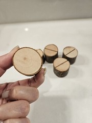 Rustic Wood Round Table Food Place Card Holders Set of 5