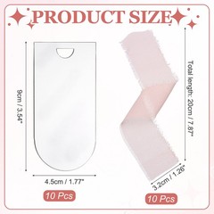 10Pcs 3.54 x 1.77 Inch Arched Acrylic Name Cards, Mirror Silver