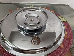 13.5” Silver Colored Finish Display Cake Stand with Pedestal