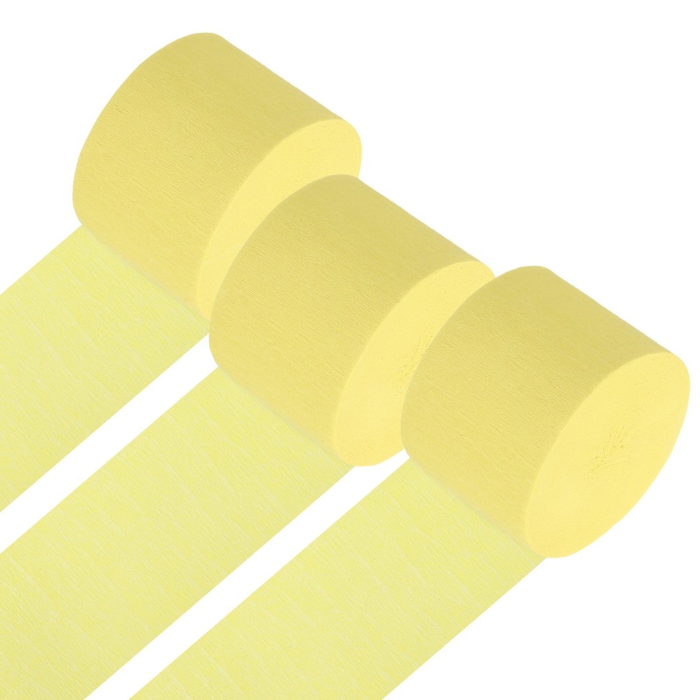 3Roll 1.8″x82FT Crepe Paper Streamers Decorations Light Yellow