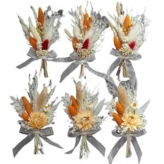 Mini Dried Flowert Set (Pack of 6) Small Bouquet, Pampas Small Bouquet, Orange