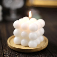 2 White Unscented Paraffin Wax Candles Bubble Cube Wedding Centerpieces Party Ev