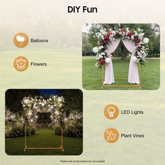 Wedding Arch Metal Rectangle Backdrop Stand Flower Balloon Frame Event 2m*1.5m