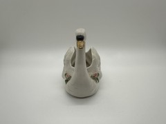 Vintage Dresden Germany Swan With Pink Roses Figurine Wedding Cake Topper