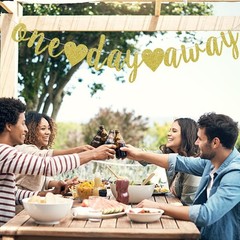 One Day Away Banner, Rehearsal Dinner Decorations Supplies, Wedding Party Sig…