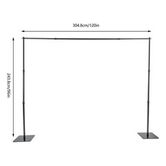 New Photo Backdrop Black Heavy Duty Stand Kit With Weighted Steel Base 8 X 10ft