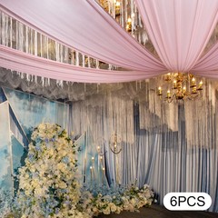 6PCS 5x15FT Ceiling Drapes Ceiling Draping Backdrop Curtains for Party Wedding