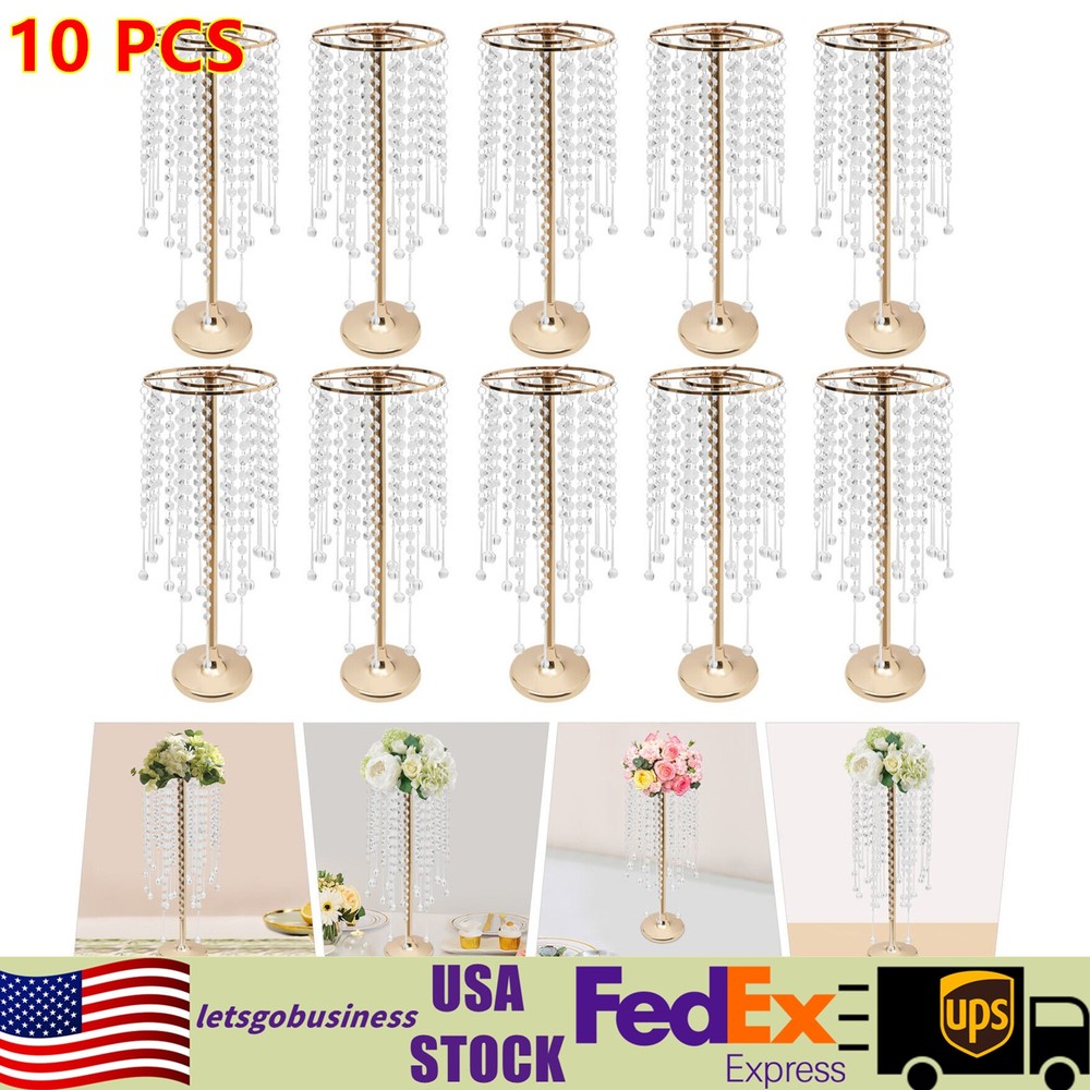10 Pc Crystal Flower Stand Table Centerpieces For Wedding Gold Flower Holder