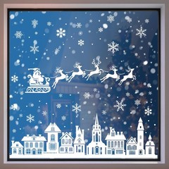 134 Pcs Christmas Window Clings – 9 Sheets White House Snowflake Christmas Wi…