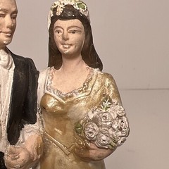 Vintage 1949 Wedding Cake Topper By Novelty Co Marblelike 5 3/8 X 2.5 Inches