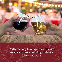 12oz. Disposable Wine Glasses Gold-Rim (20 Pack) Stemless Crystal Clear |