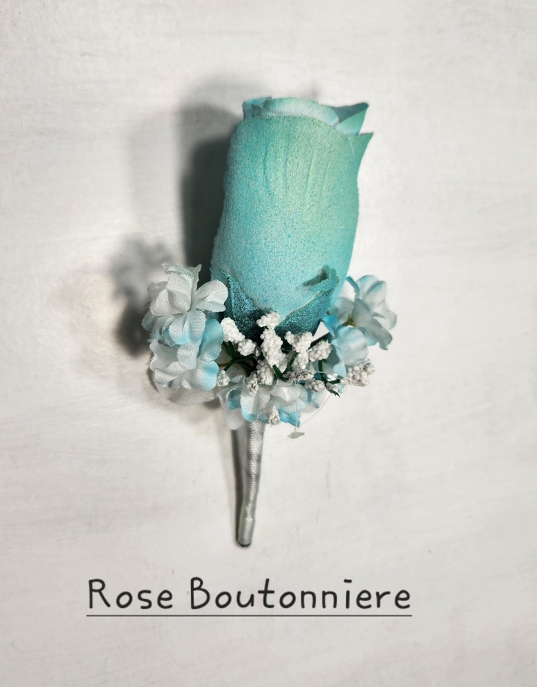 Aqua Tiffany White Rose Calla Lily Bridal Wedding Bouquet Accessories