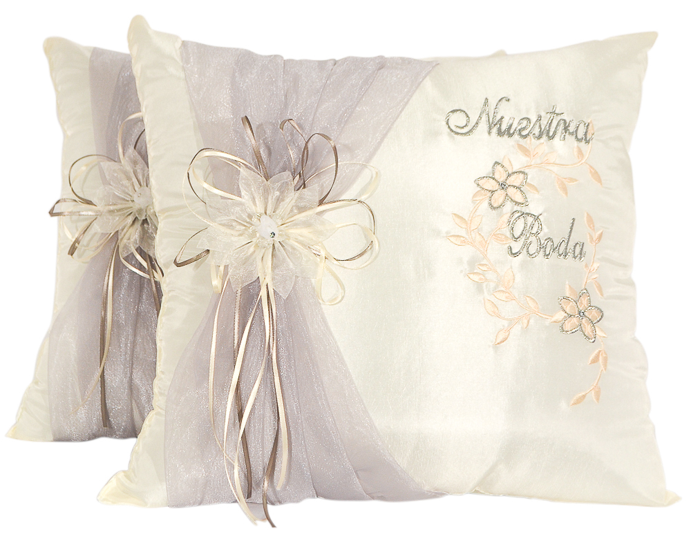 Ivory Satin Wedding Kneeling Pillow Set – Nuestra Boda Kneeling Pillows (2 pcs)