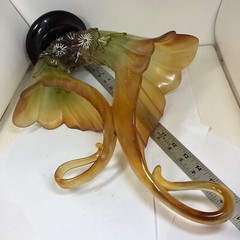 Double Amber/ Green Resin Centerpiece Table Vase Large 18”
