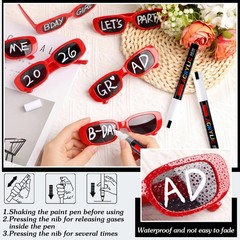 Flutesan Personalized Rectangle Sunglasses with Marker Pens for Red/White