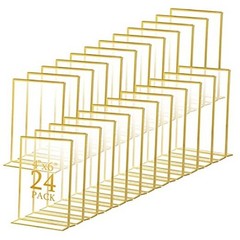 24 Pack Gold Acrylic Sign Holders, Gold Picture Frame, 4 x 6 Inch Vertical