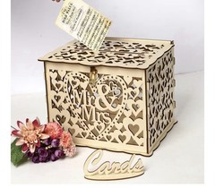 Wooden Gift Card Box for Wedding, Baby Showers & Graduations – ‘Mr & Mrs’ Style