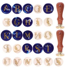 SWANGSA Initial Alphabet Wax Seal Stamp Kit, Vintage Botanical Leaves 26 Lett…