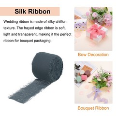 3 Rolls Chiffon Ribbon 1-1/2″ 10Yard Deep Grey Blue/Light Grey Blue/Grey Green