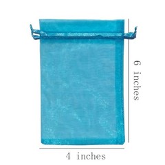 50 Pcs Gift Organza Bags with 4×6 inch 1 Count (Pack of 50) Aqua Blue
