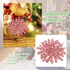 6 Pcs 4 Inch Grosgrain Curly Bows for Gift Wrapping Self-Adhesive Ribbon Pink