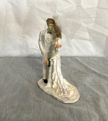 Vintage Wedding Cake Topper 1950s Chalkware Bride and Groom 8″ Figurine – Rare!!