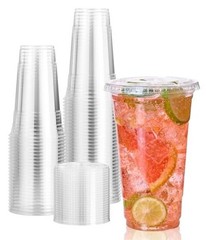140 Pack 24 OZ PET Clear Plastic Cups with Lids, 24 OZ Crystal 24 OZ Clear